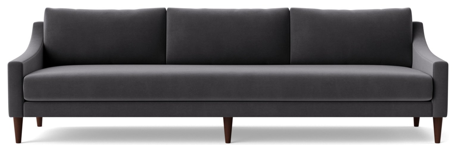 Swoon Turin Velvet 4 Seater Sofa - Granite Grey