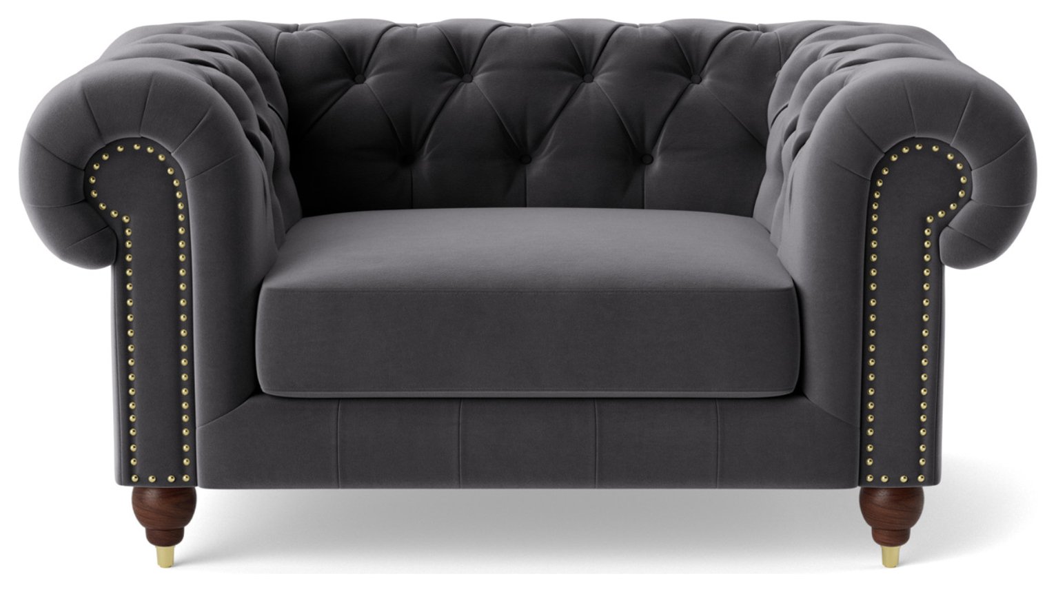 Swoon Winston Velvet Cuddle Chair - Granite Grey