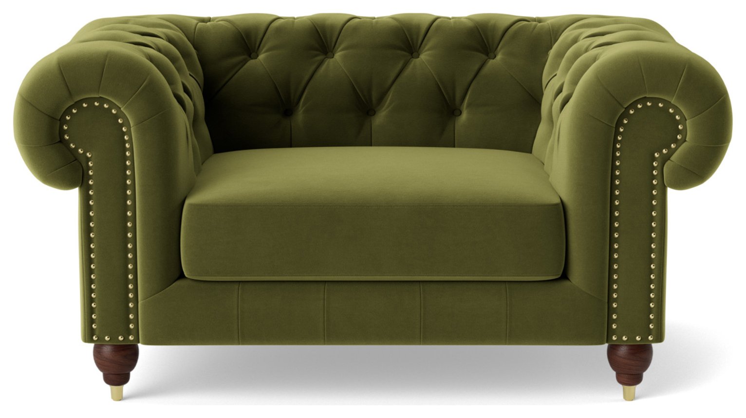 Swoon Winston Velvet Cuddle Chair - Fern Green
