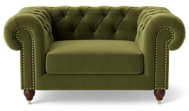 Buy Swoon Winston Velvet Cuddle Chair - Fern Green | Armchairs | Habitat