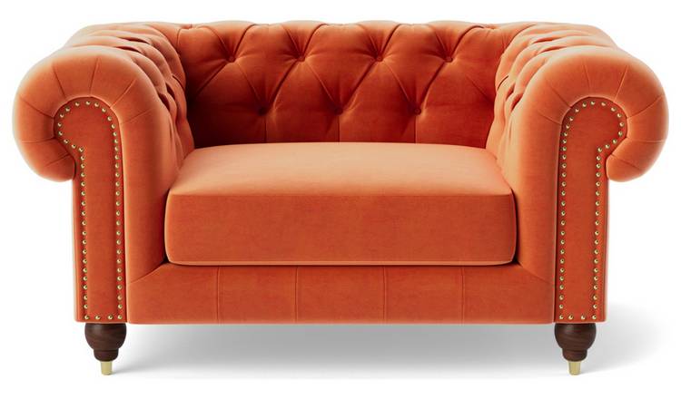 Buy Swoon Winston Velvet Cuddle Chair Burnt Orange Armchairs