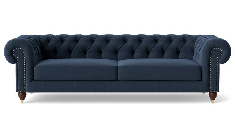 Swoon Winston Fabric 4 Seater Sofa - Indigo Blue