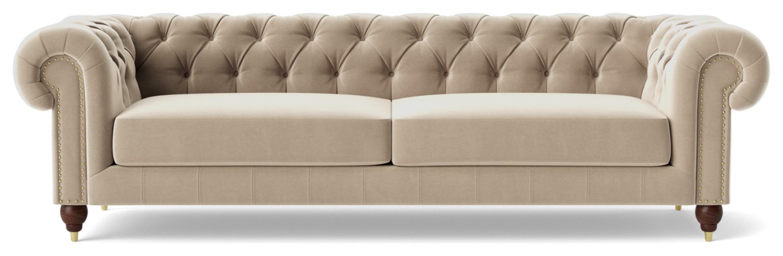 Swoon Winston Velvet 4 Seater Sofa - Taupe
