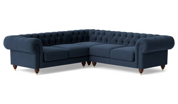 Swoon Winston Fabric 5 Seater Corner Sofa - Indigo Blue