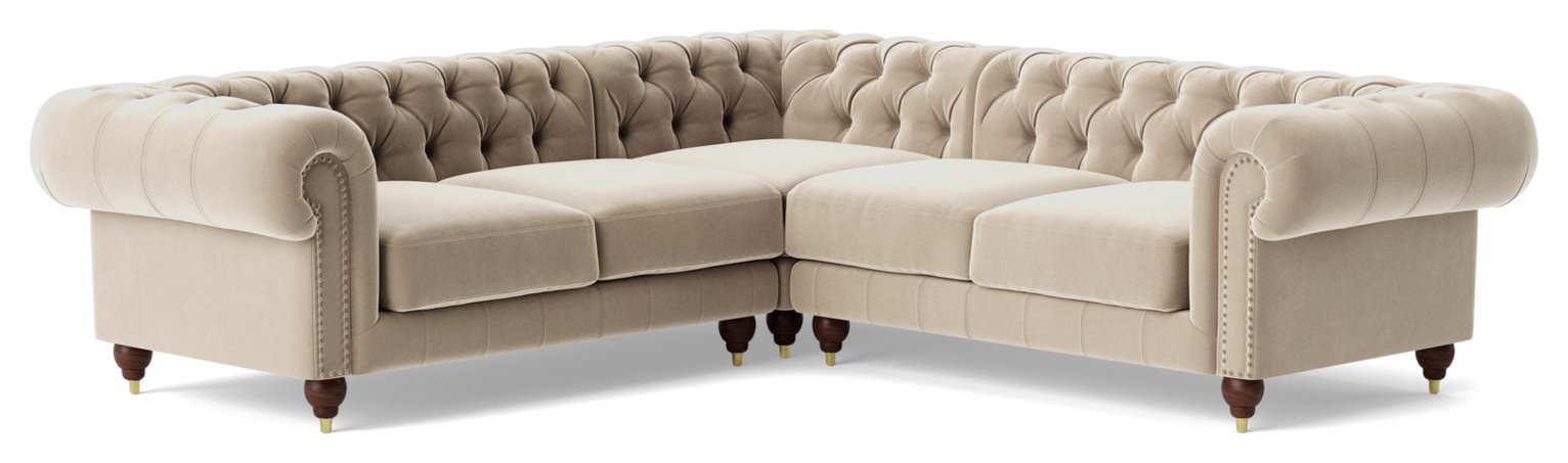 Swoon Winston Velvet 5 Seater Corner Sofa - Taupe