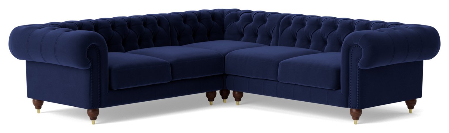 Swoon Winston Velvet 5 Seater Corner Sofa - Ink Blue