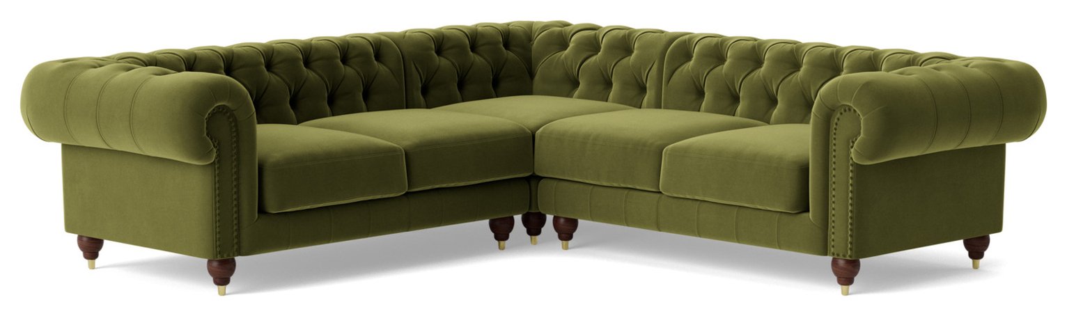 Swoon Winston Velvet 5 Seater Corner Sofa - Fern Green