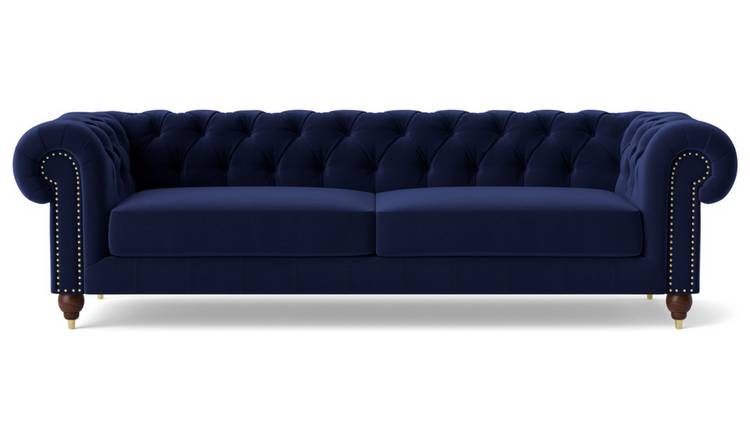 Blue velvet deals 4 seater sofa