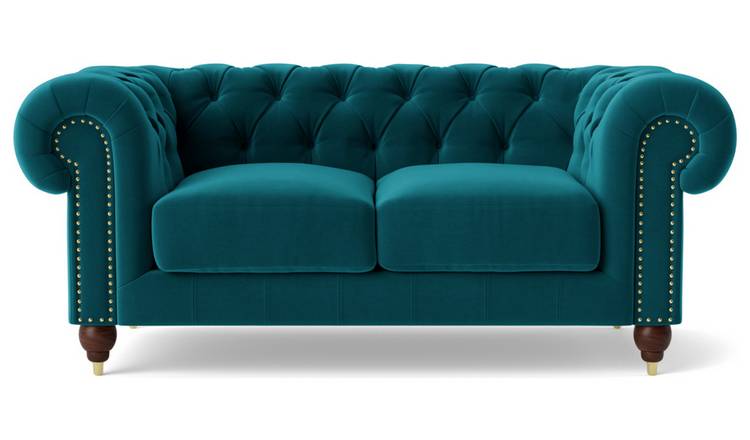 Swoon Winston Velvet 2 Seater Sofa- Kingfisher Blue