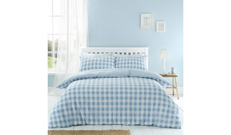 Catherine Lansfield Seersucker Gingham Bedding Set - Double