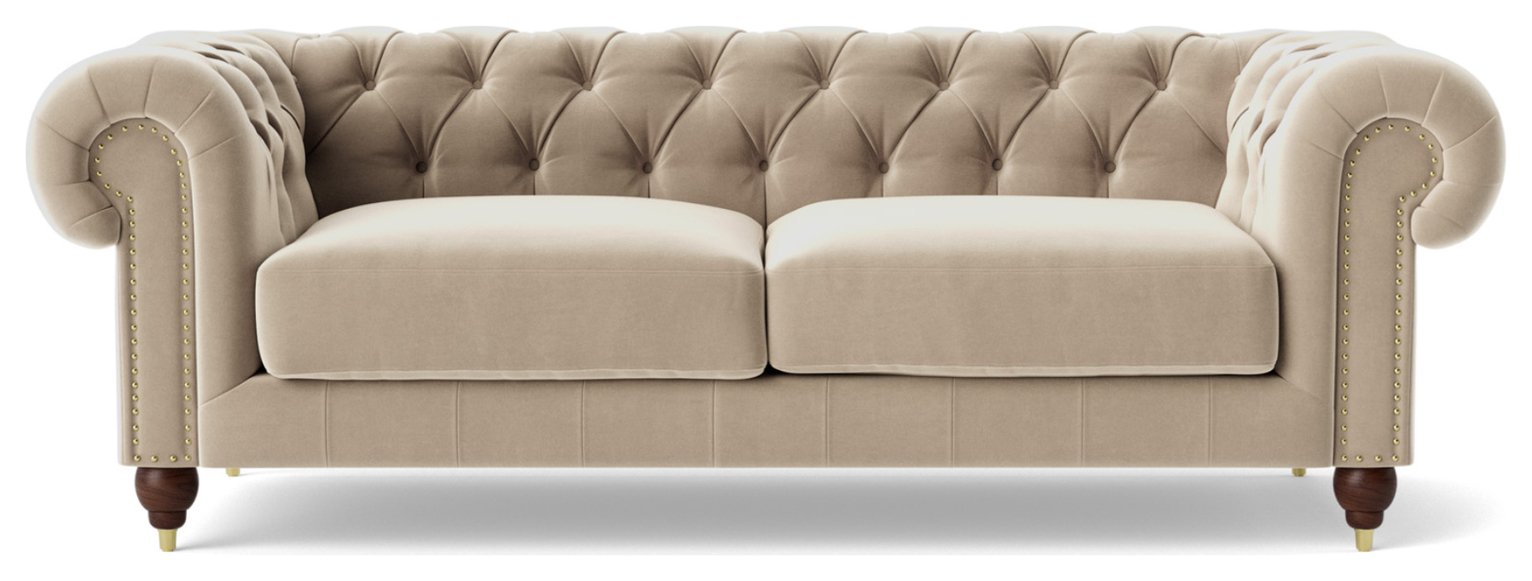 Swoon Winston Velvet 3 Seater Sofa - Taupe