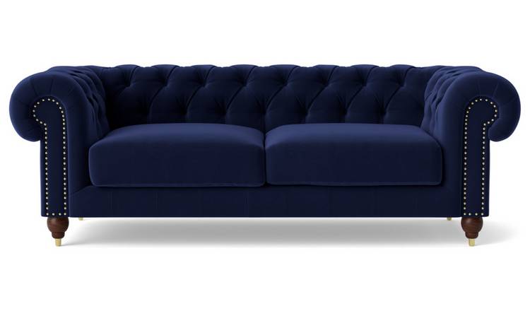 Swoon Winston Velvet 3 Seater Sofa - Ink Blue