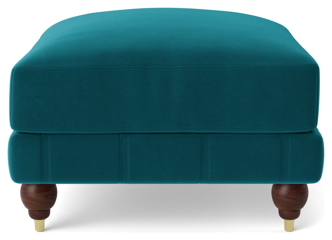 Swoon Winston Velvet Ottoman Footstool - Kingfisher Blue