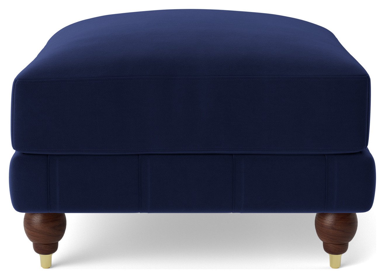 Swoon Winston Velvet Ottoman Footstool - Ink Blue