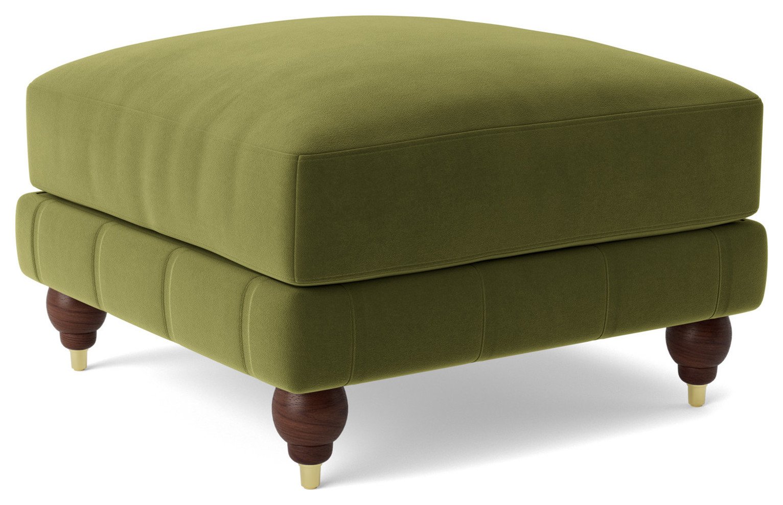 Swoon Winston Velvet Ottoman Footstool - Fern Green