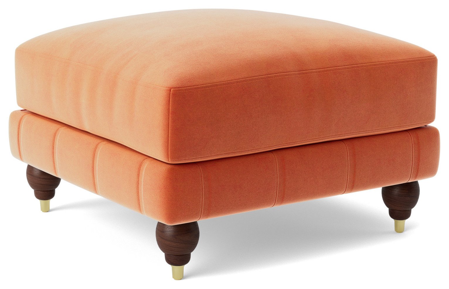 Swoon Winston Velvet Ottoman Footstool - Burnt Orange