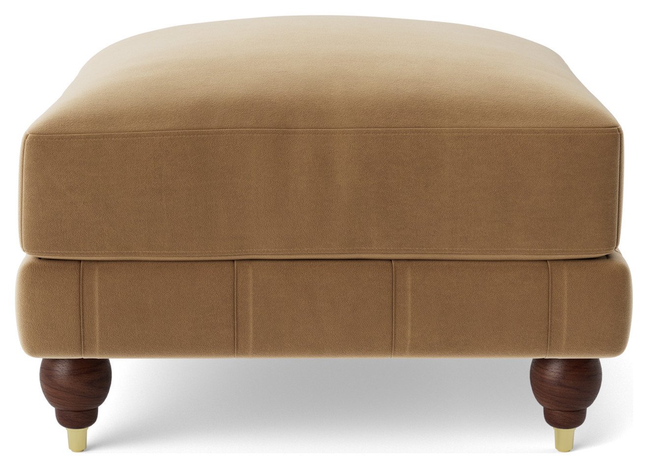 Swoon Winston Velvet Ottoman Footstool - Biscuit