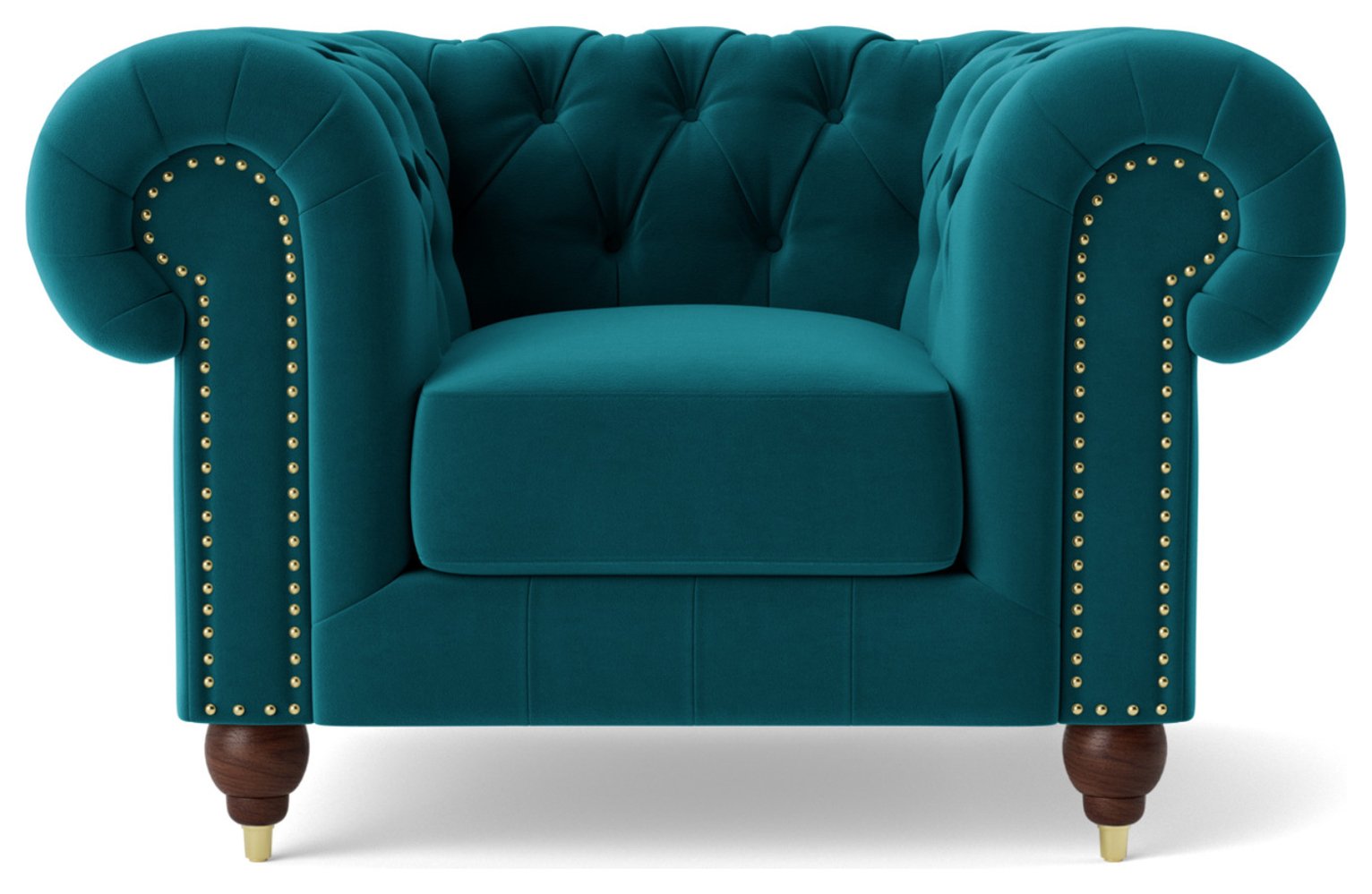 Swoon Winston Velvet Armchair - Kingfisher Blue