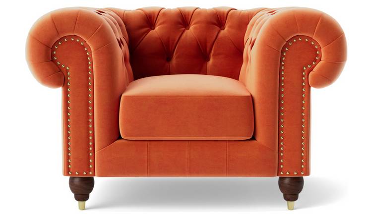 Buy Swoon Winston Velvet Armchair Burnt Orange Argos