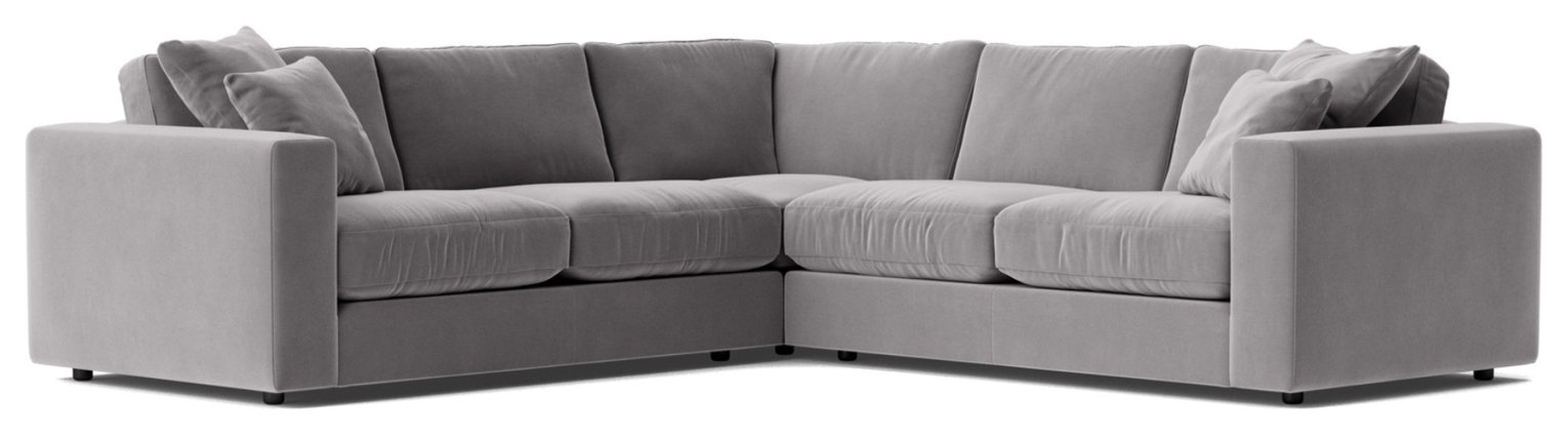 Swoon Althaea Velvet 5 Seater Corner Sofa - Silver Grey