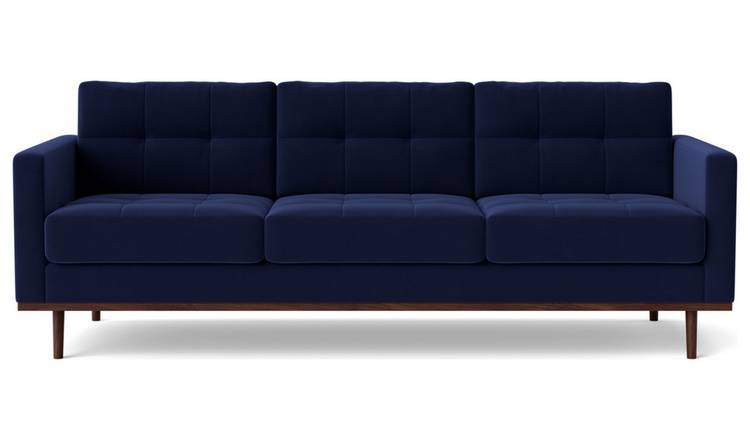 Swoon Berlin Velvet 3 Seater Sofa - Ink Blue