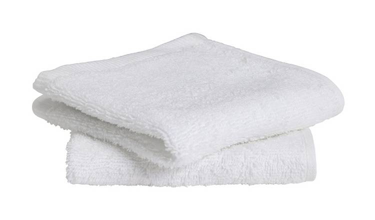 Buy Home Essentials Plain 2 Pack Face Cloths Super White Bath towels Argos