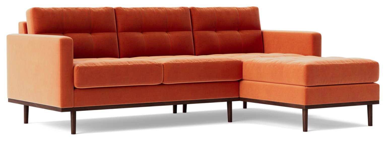 Swoon Berlin Velvet Right Hand Corner Sofa - Burnt Orange