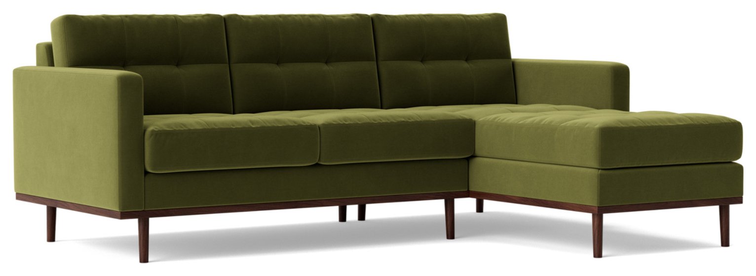 Swoon Berlin Velvet Right Hand Corner Sofa - Fern Green