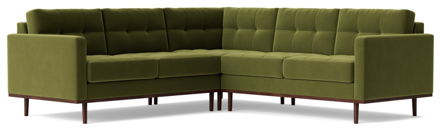Swoon Berlin Velvet 5 Seater Corner Sofa - Fern Green