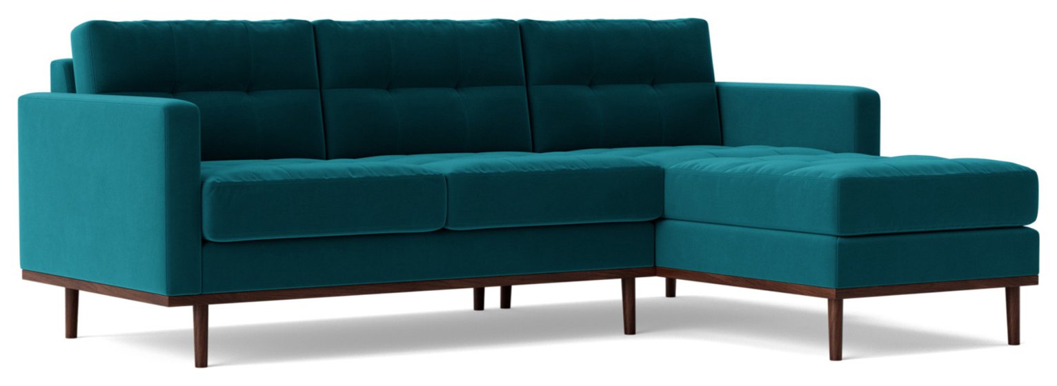Swoon Berlin Velvet Right Hand Corner Sofa- Kingfisher Blue