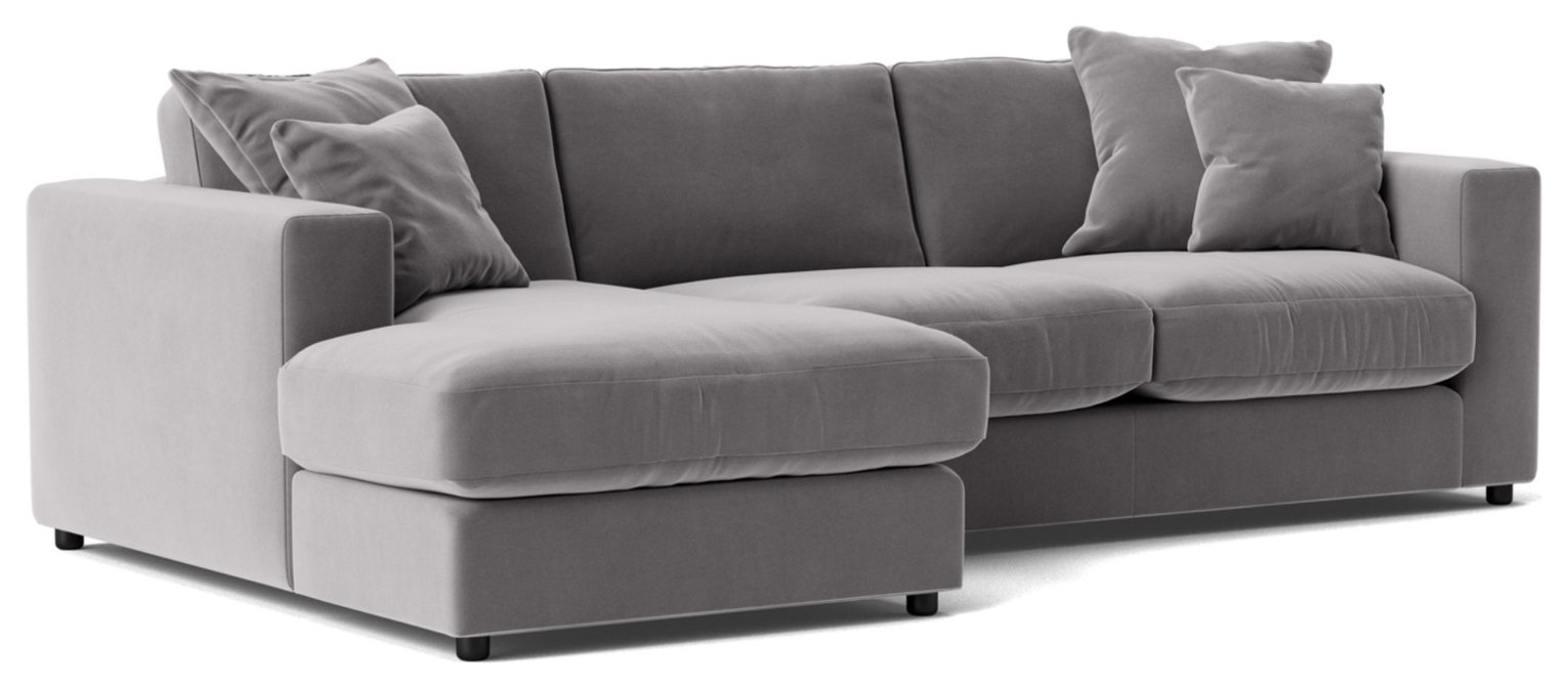 Swoon Althaea Velvet Left Hand Corner Sofa - Silver Grey