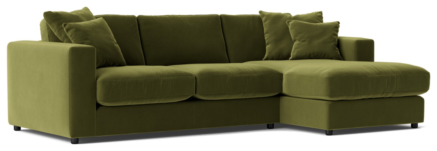 Swoon Althaea Velvet Right Hand Corner Sofa - Fern Green