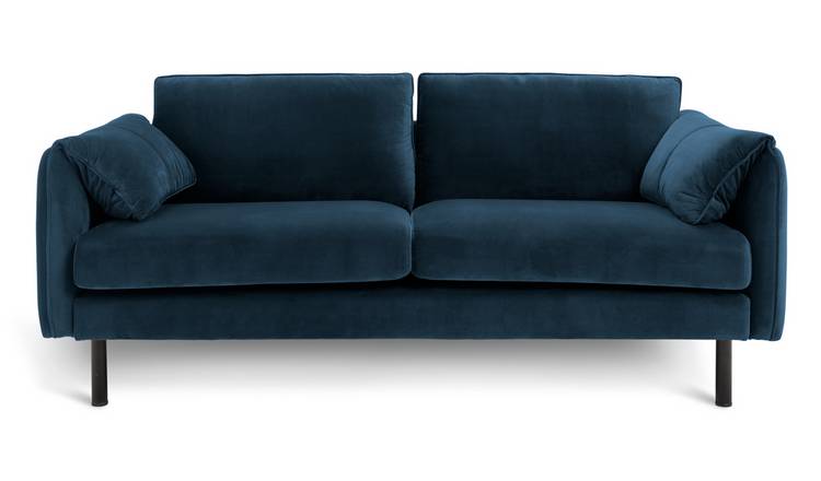 Buy Habitat Bexley Velvet 3 Seater Sofa in a Box - Navy | Sofas | Habitat