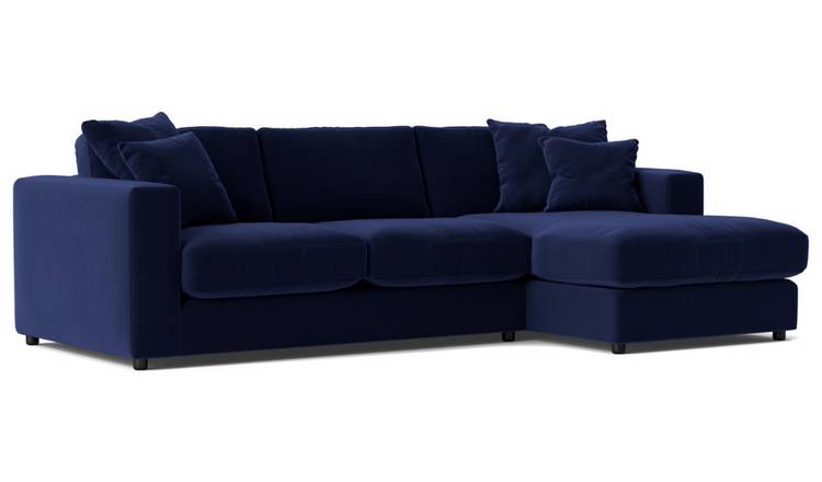 Blue right hand corner shop sofa