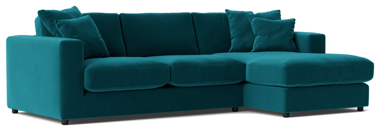 Swoon Althaea Velvet Right Hand Corner Sofa- Kingfisher Blue