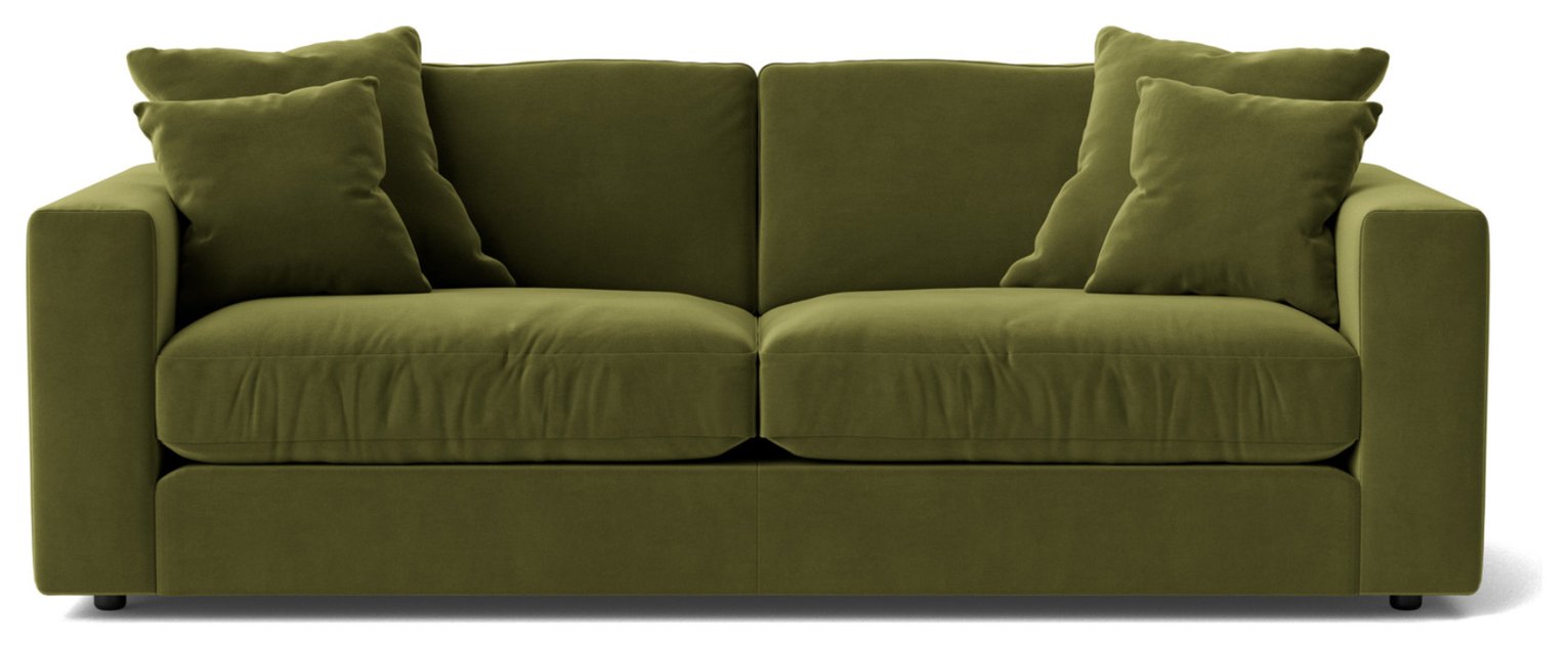 Swoon Althaea Velvet 3 Seater Sofa - Fern Green
