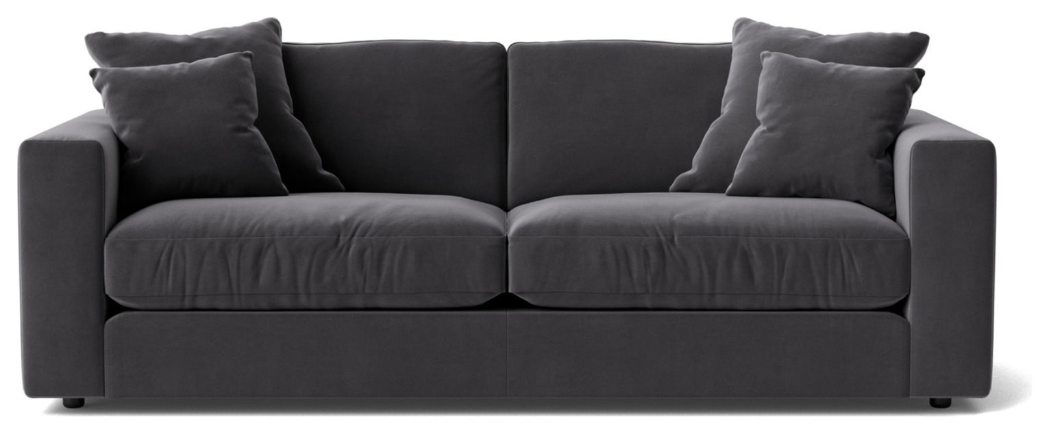 Swoon Althaea Velvet 3 Seater Sofa - Granite Grey