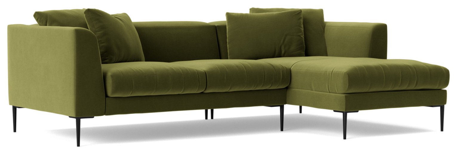 Swoon Alena Velvet Right Hand Corner Sofa - Fern Green
