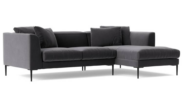 Swoon Alena Velvet Right Hand Corner Sofa - Granite Grey