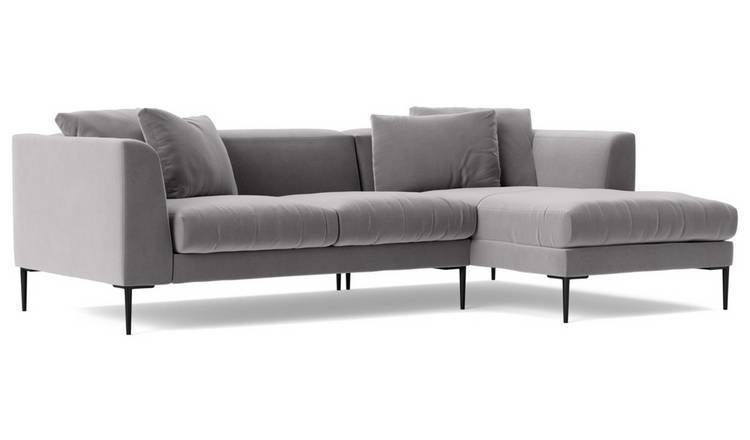 Swoon Alena Velvet Right Hand Corner Sofa - Silver Grey