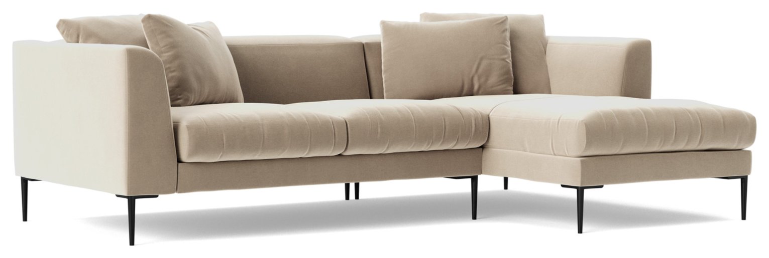 Swoon Alena Velvet Right Hand Corner Sofa - Taupe