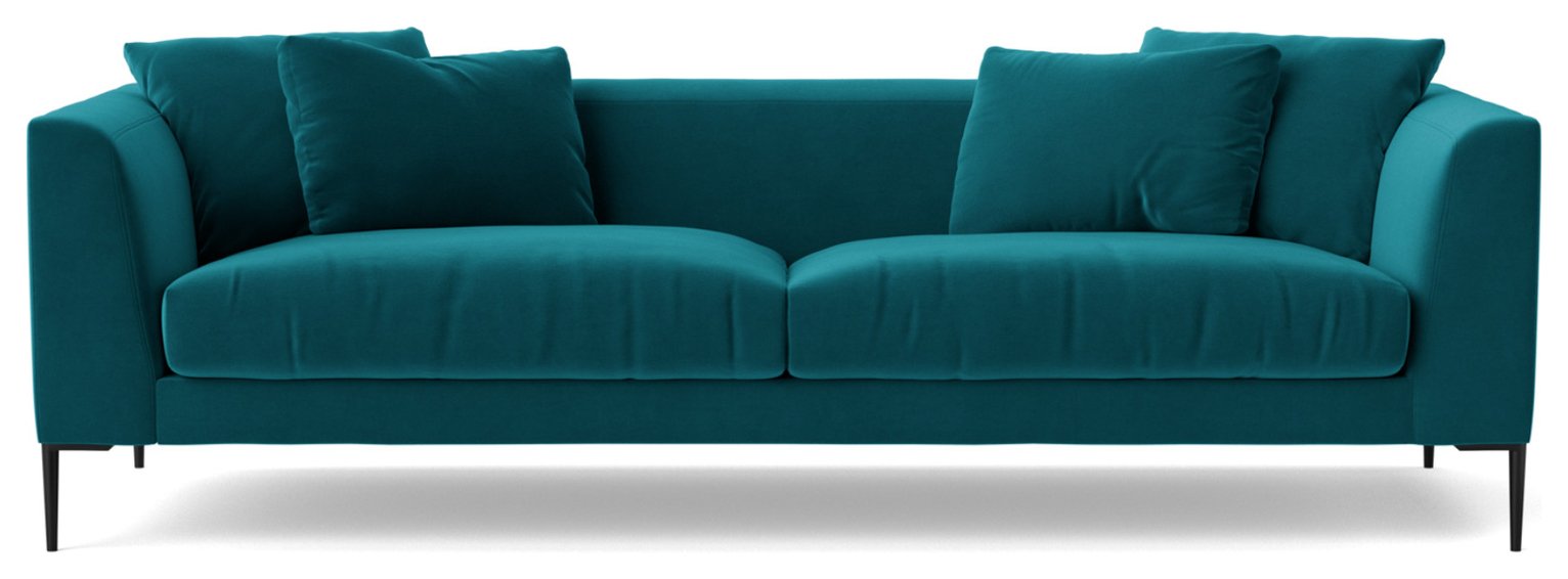 Swoon Alena Velvet 3 Seater Sofa- Kingfisher Blue