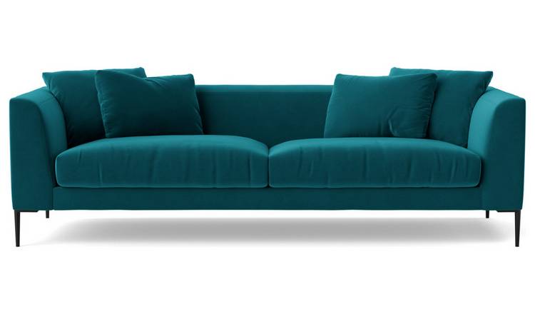 Swoon Alena Velvet 3 Seater Sofa- Kingfisher Blue