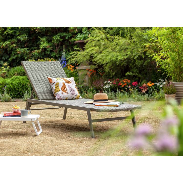 Argos Home Tahiti Rattan Effect Sun Lounger - Grey 0