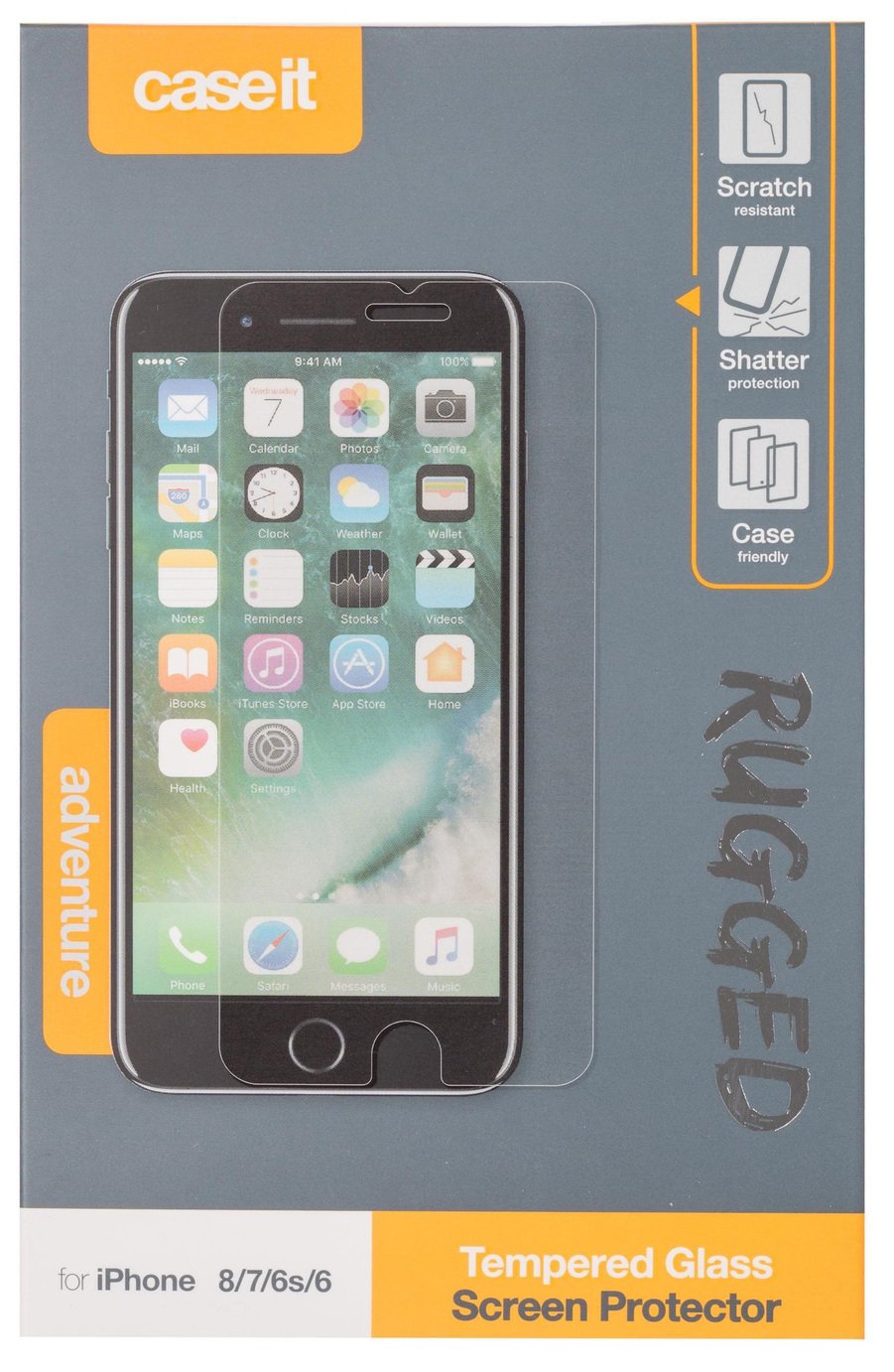 Case It Rugged Apple iPhone 8/7/6S/6 Screen Protector