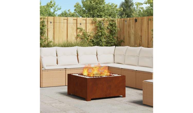 Walplus Steel Fire Pit Weathering - Brown - 80 x 80 x 40 cm