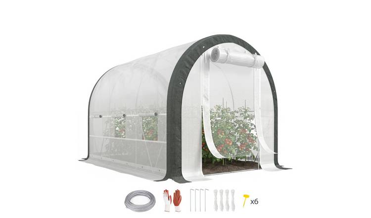 Outsunny Ttunnel Greenhouse with Upgraded Structure - White