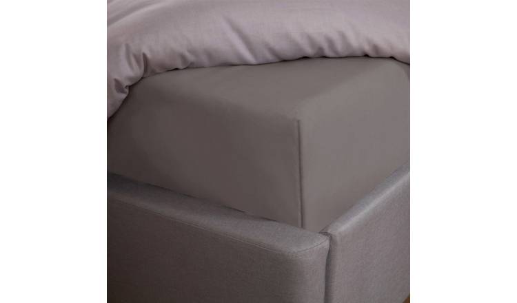 OHS Plain Dyed Cotton Deep Fitted Bed Sheet Grey - Double