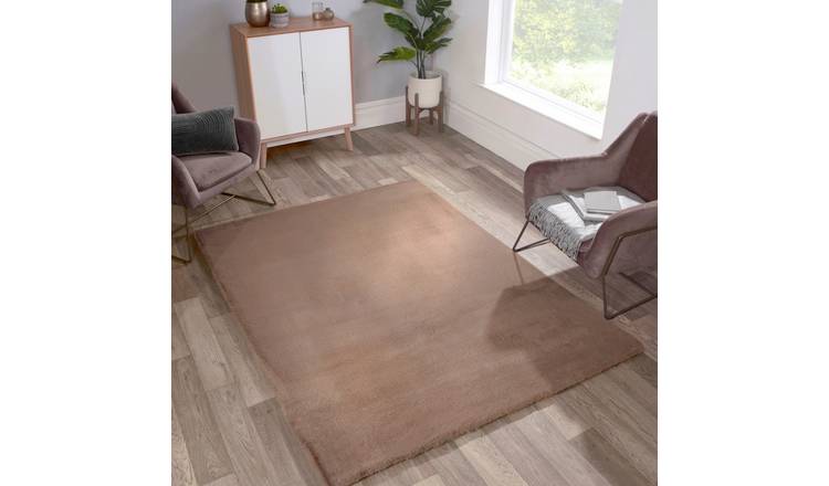 Mega Flooring Beige Shaggy Plain Rug - 60 x 110cm
