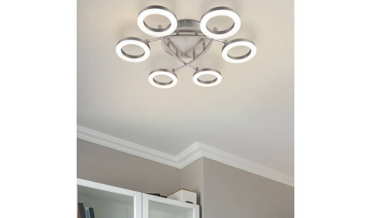 Cosylyte Juni 6 Ring Integrated LED Modern Ceiling Flush Light - Matt Nickel